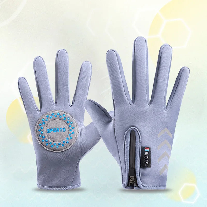 Children's Gloves Cycling Winter Autumn Thermal Gloves Waterproof Kids Reflect Light Non-Slip Ski Fleece Scooter Gloves Zipper