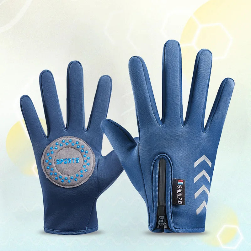 Children's Gloves Cycling Winter Autumn Thermal Gloves Waterproof Kids Reflect Light Non-Slip Ski Fleece Scooter Gloves Zipper